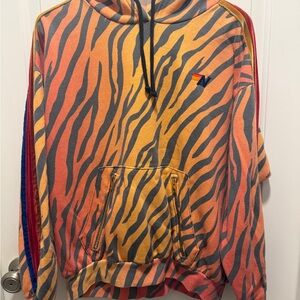 Aviator Nation Orange and Charcoal Striped Hoodie